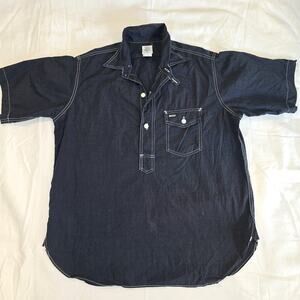 POST O'ALLS Indigo Cotton Short Sleeve Shirt Men's Size M 1 Pocket Made in USA